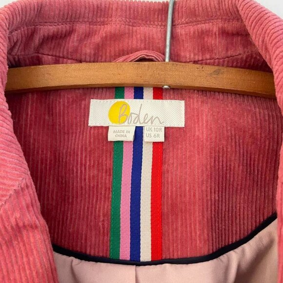Boden Corduroy Librarian Core Salmon Pink Preppy Minimalist Blazer Jacket Size 6 - Picture 7 of 7